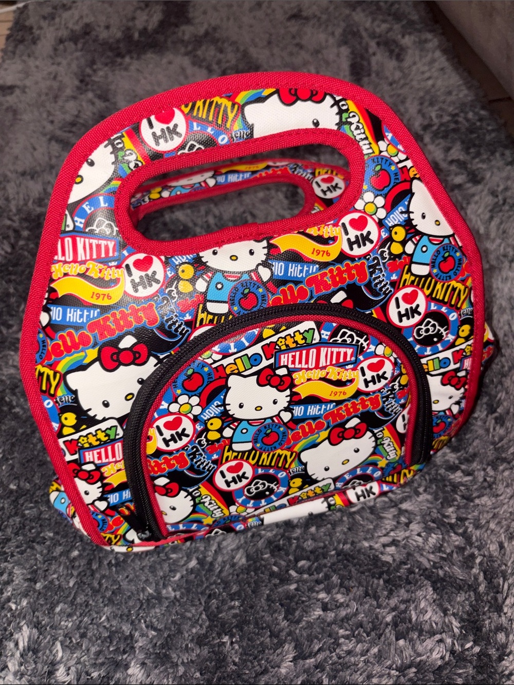 Hello Kitty Multicolor Tote Bag with Red Trim
